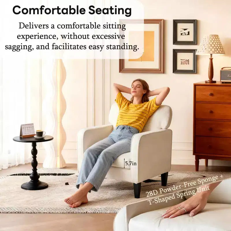 Fauteuil de lecture avec accoudoir et dossier, chaise longue confortable pour chambre à coucher, salle d'attente, salle de réception