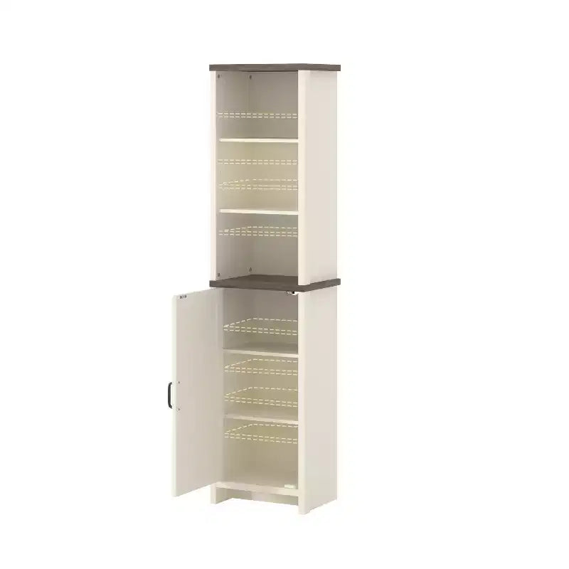 Meuble haut de salle de bain avec étagères ouvertes, chêne noueux ivoire, 39,6 cm (L) x 29,5 cm (P) x 161,8 cm (H)