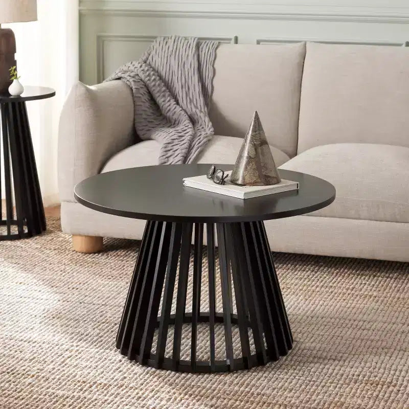 Table basse ronde, structure en noyer avec plateau en marbre blanc, style moderne du milieu du siècle