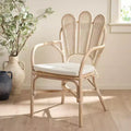 Fauteuil en rotin, ivoire blanchi, structure en bois et rotin avec coussin