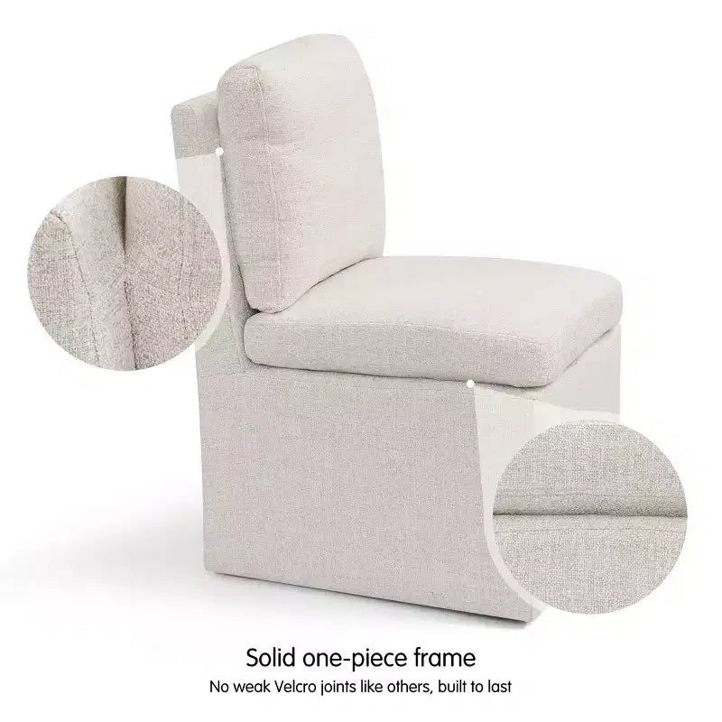 Chaise de salle à manger rembourrée avec roulettes silencieuses, fauteuil de salon moderne à roulettes, pré-assemblé, couleur avoine