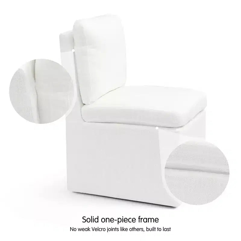 Chaise de salle à manger rembourrée avec roulettes silencieuses, fauteuil de salon moderne à roulettes, pré-assemblé, couleur avoine