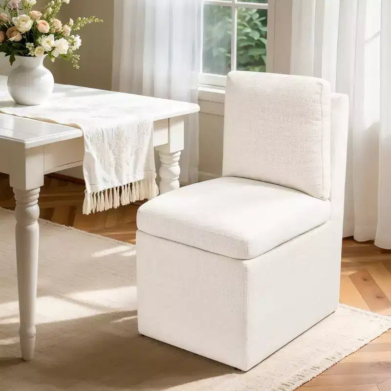 Chaise de salle à manger rembourrée avec roulettes silencieuses, fauteuil de salon moderne à roulettes, pré-assemblé, couleur avoine