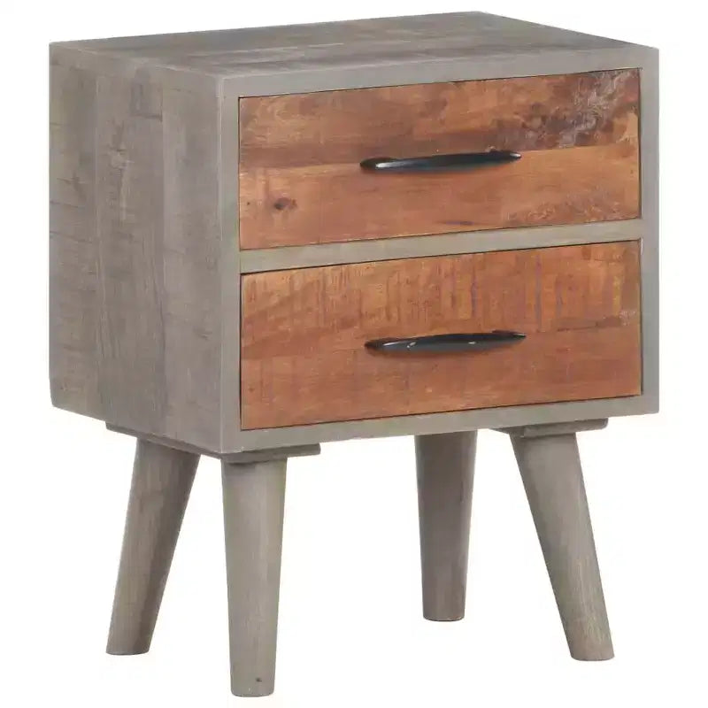 Table de chevet grise 40x30x50 cm en bois de manguier massif brut