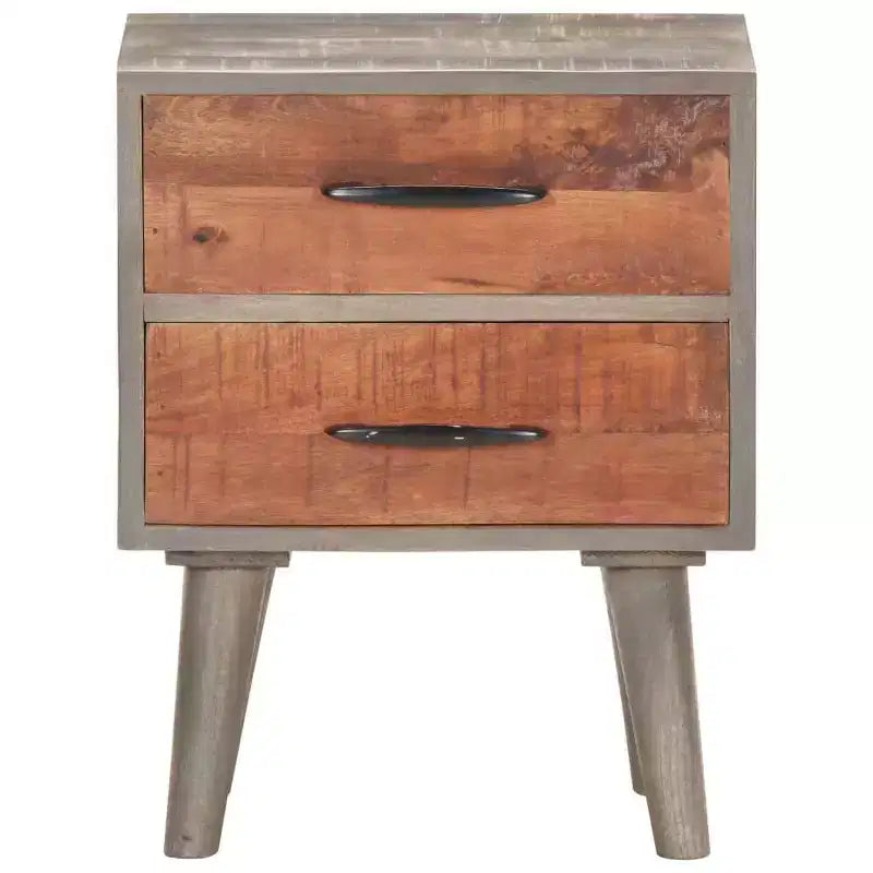 Table de chevet grise 40x30x50 cm en bois de manguier massif brut