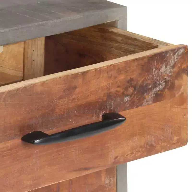 Table de chevet grise 40x30x50 cm en bois de manguier massif brut