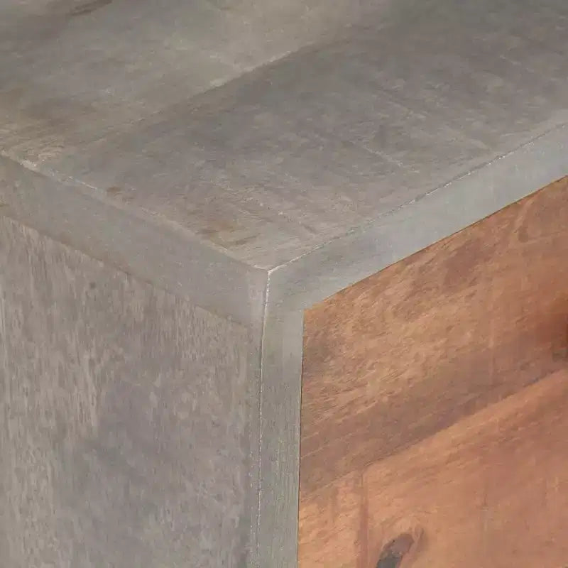 Table de chevet grise 40x30x50 cm en bois de manguier massif brut