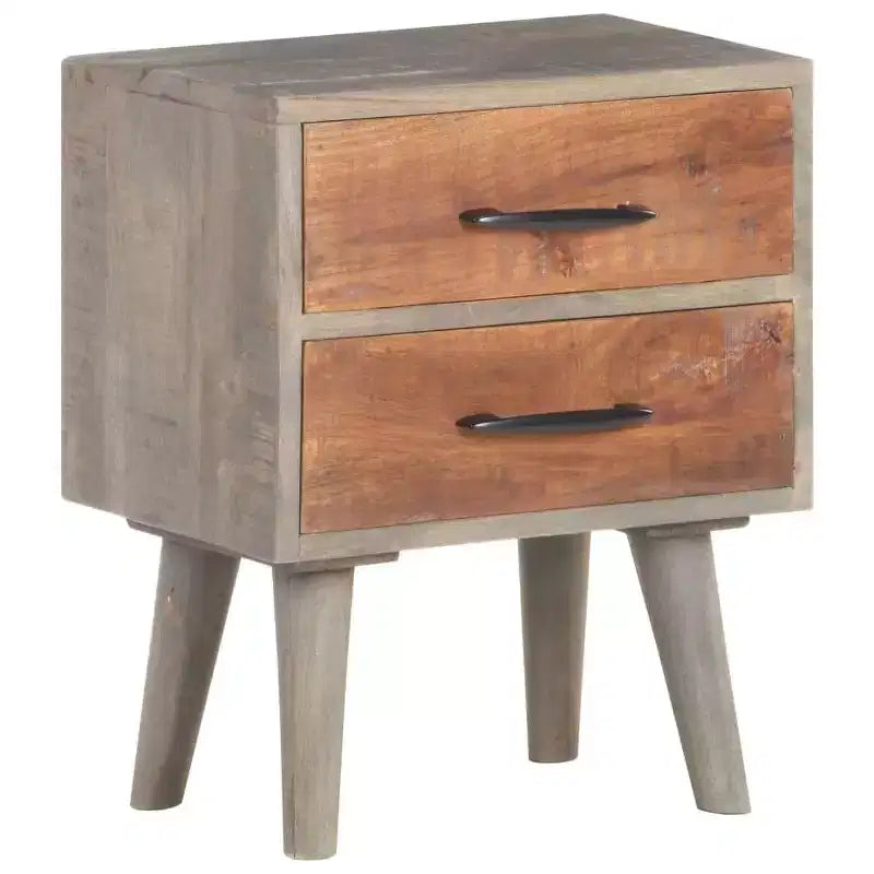 Table de chevet grise 40x30x50 cm en bois de manguier massif brut
