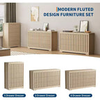 Commode à 6 tiroirs, Meuble de rangement moderne en bois pour chambre à coucher, salon, Finition naturelle, 137 cm