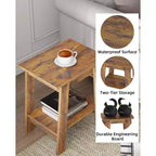 Table d'appoint, table d'appoint étroite avec étagère de rangement à 2 niveaux, petite table d'appoint pour chambre de ferme, studio, entrée