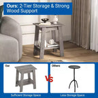 Table d'appoint, table d'appoint étroite avec étagère de rangement à 2 niveaux, petite table d'appoint pour chambre de ferme, studio, entrée