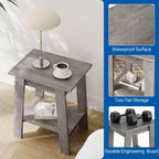 Table d'appoint, table d'appoint étroite avec étagère de rangement à 2 niveaux, petite table d'appoint pour chambre de ferme, studio, entrée