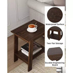 Table d'appoint, table d'appoint étroite avec étagère de rangement à 2 niveaux, petite table d'appoint pour chambre de ferme, studio, entrée