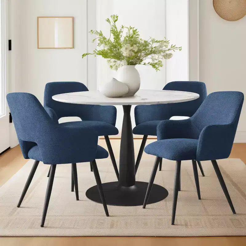 Chaises de salle à manger capitonnées avec accoudoirs, chaises d'appoint modernes avec pieds en métal, assise rembourrée confortable pour salle à manger, cuisine