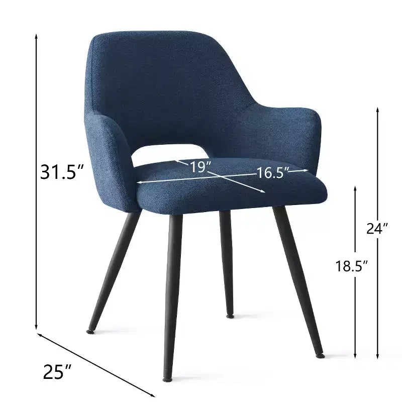 Chaises de salle à manger capitonnées avec accoudoirs, chaises d'appoint modernes avec pieds en métal, assise rembourrée confortable pour salle à manger, cuisine