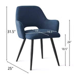 Chaises de salle à manger capitonnées avec accoudoirs, chaises d'appoint modernes avec pieds en métal, assise rembourrée confortable pour salle à manger, cuisine