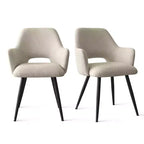 Chaises de salle à manger capitonnées avec accoudoirs, chaises d'appoint modernes avec pieds en métal, assise rembourrée confortable pour salle à manger, cuisine