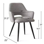 Chaises de salle à manger capitonnées avec accoudoirs, chaises d'appoint modernes avec pieds en métal, assise rembourrée confortable pour salle à manger, cuisine