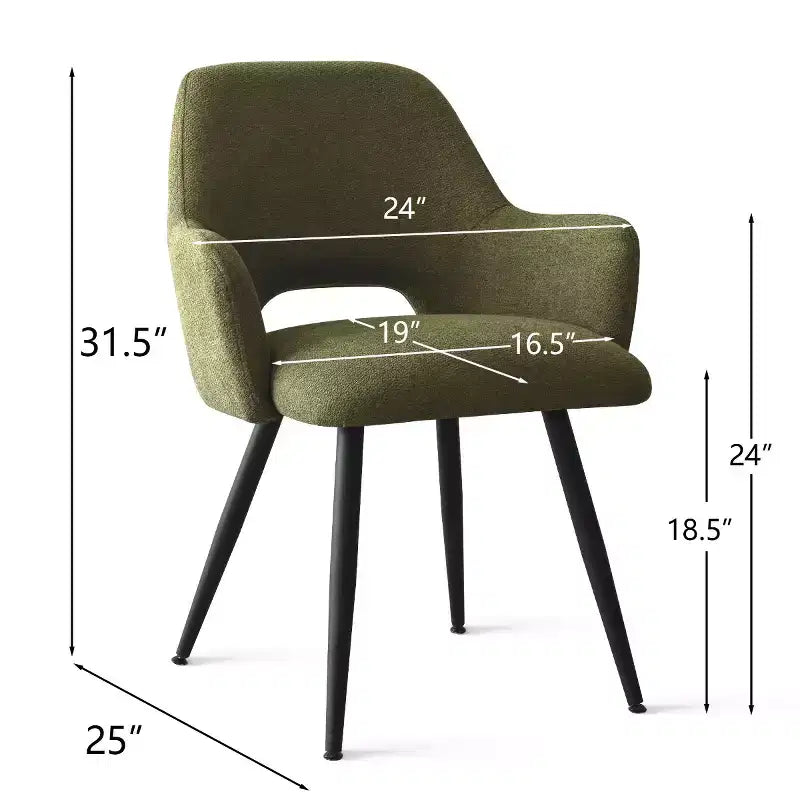 Chaises de salle à manger capitonnées avec accoudoirs, chaises d'appoint modernes avec pieds en métal, assise rembourrée confortable pour salle à manger, cuisine