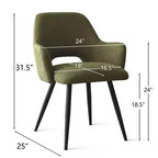 Chaises de salle à manger capitonnées avec accoudoirs, chaises d'appoint modernes avec pieds en métal, assise rembourrée confortable pour salle à manger, cuisine