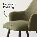 Chaises de salle à manger capitonnées avec accoudoirs, chaises d'appoint modernes avec pieds en métal, assise rembourrée confortable pour salle à manger, cuisine