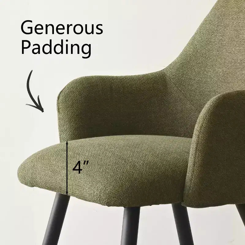 Chaises de salle à manger capitonnées avec accoudoirs, chaises d'appoint modernes avec pieds en métal, assise rembourrée confortable pour salle à manger, cuisine