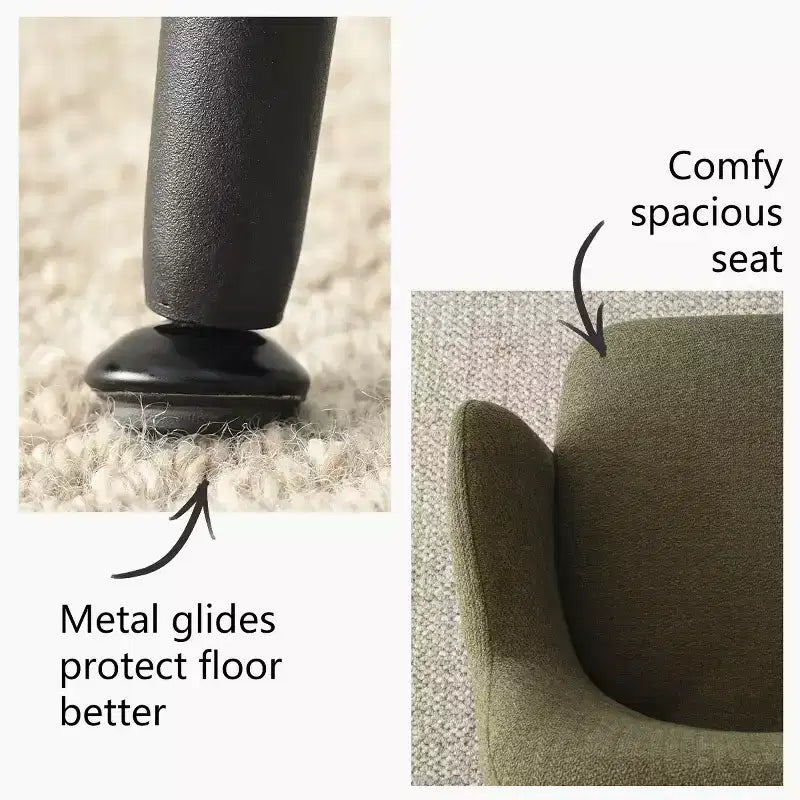 Chaises de salle à manger capitonnées avec accoudoirs, chaises d'appoint modernes avec pieds en métal, assise rembourrée confortable pour salle à manger, cuisine