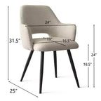 Chaises de salle à manger capitonnées avec accoudoirs, chaises d'appoint modernes avec pieds en métal, assise rembourrée confortable pour salle à manger, cuisine