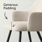 Chaises de salle à manger capitonnées avec accoudoirs, chaises d'appoint modernes avec pieds en métal, assise rembourrée confortable pour salle à manger, cuisine