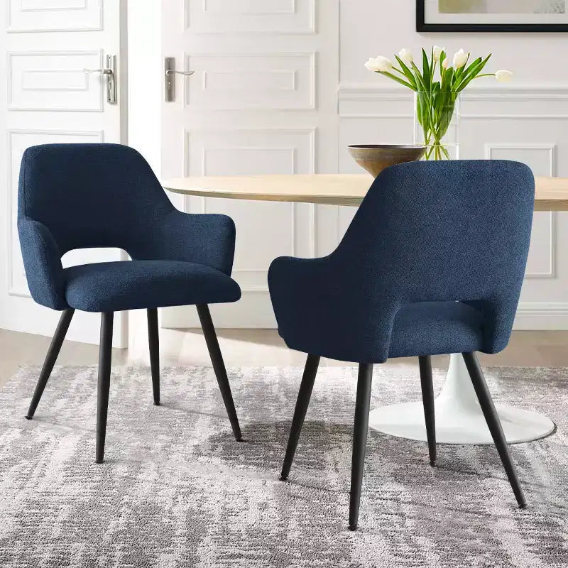 Chaises de salle à manger capitonnées avec accoudoirs, chaises d'appoint modernes avec pieds en métal, assise rembourrée confortable pour salle à manger, cuisine