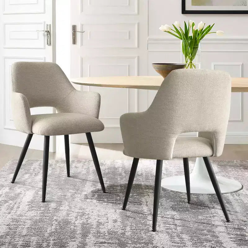 Chaises de salle à manger capitonnées avec accoudoirs, chaises d'appoint modernes avec pieds en métal, assise rembourrée confortable pour salle à manger, cuisine