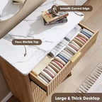 Commode cannelée pour chambre à coucher avec 5 tiroirs profonds, commode haute de 120 cm, design à profil incurvé, commode moderne en bois pour salon et couloir