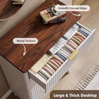 Commode cannelée pour chambre à coucher avec 5 tiroirs profonds, commode haute de 120 cm, design à profil incurvé, commode moderne en bois pour salon et couloir